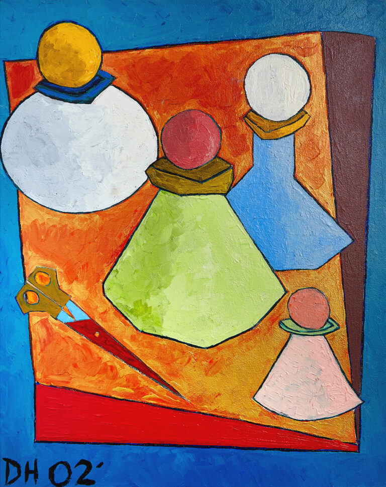 Still life painting by Don Hershman featuring an arrangement of elegant perfume bottles rendered with delicate light and shadow, exploring reflection, memory, and form.