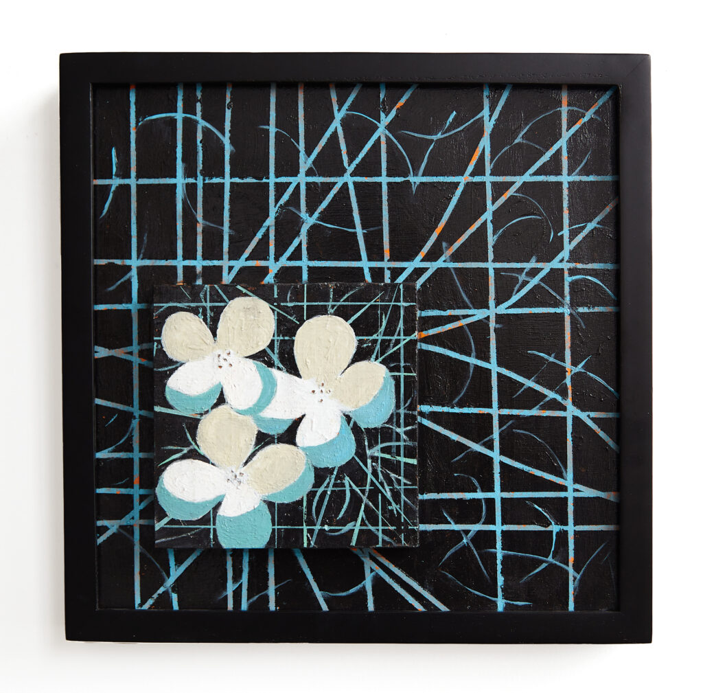 Abstract painting from Don Hershman’s Still Still 11, composed of layered lines and shifting tones that evoke movement within stillness.