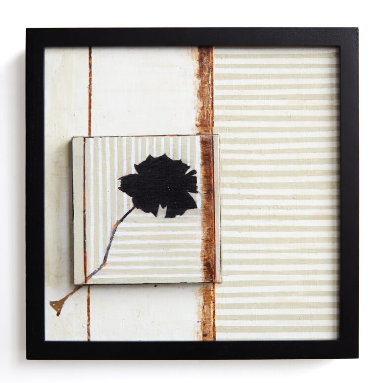 Abstract geometric painting from Don Hershman’s Still Still 16, composed of layered shapes and soft tonal gradients that evoke harmony and quiet strength.